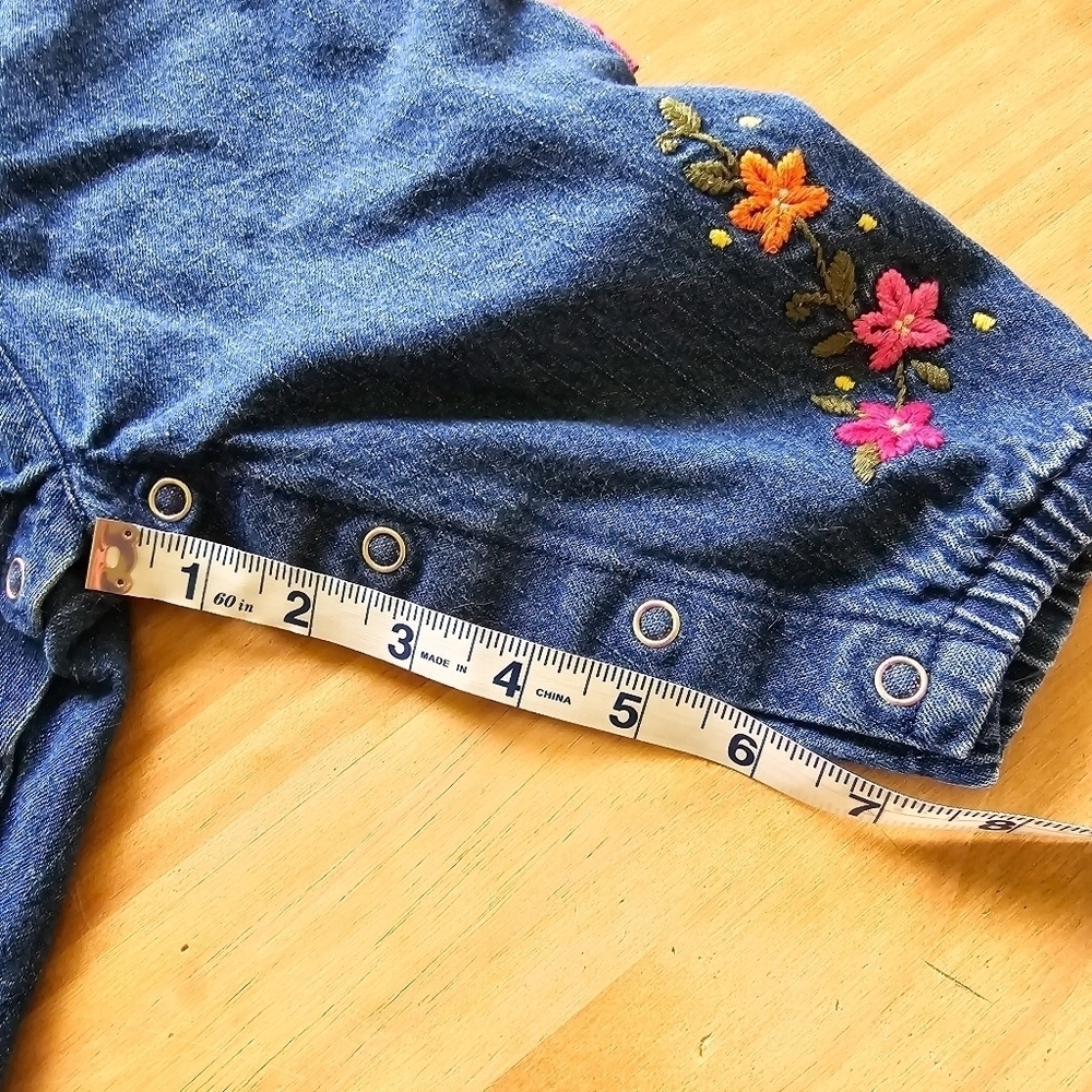 Vintage Cherokee Baby Floral Embroidered Boiler Denim Jumpsuit - Picture 12 of 12